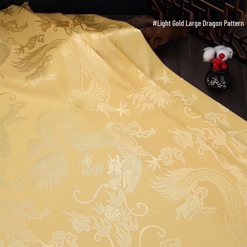 Phoenix Dragon Jacquard Silk Satin Fabric for Hanfu and Tang Suit Costumes