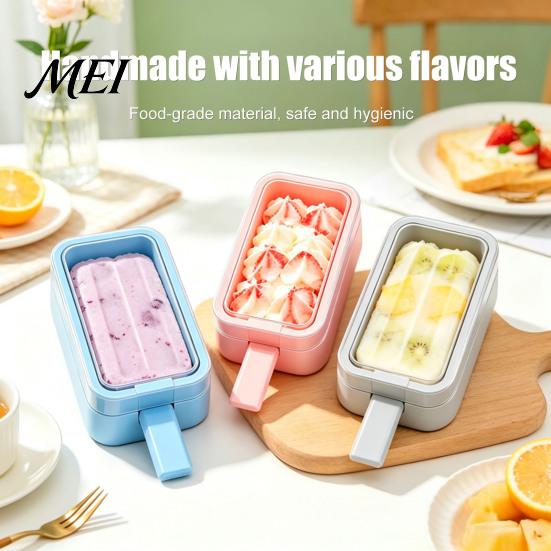 Ice Lolly Mold Silicone Pop with Stick, Food Grade Reusable Cream Non-stick Maker Lid, DIY Summer Freezer for Kitchen