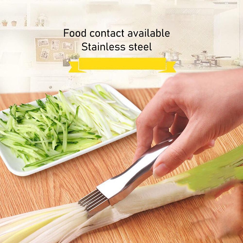 Cortador de Cebolleta de Acero Inoxidable Afilado Ultra Fino Cortador de Verduras Múltiples Cuchillas Eficiente Rebanador de Cebolleta Preparación de Alimentos