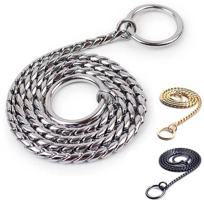 Gold Schwarz Silber Hundekette Halsband Würgehalsband Haustiertraining Schlangenhalsband mit schweren Gliedern Verkupfert Haustiershow Zugstopphalsband für Hunde