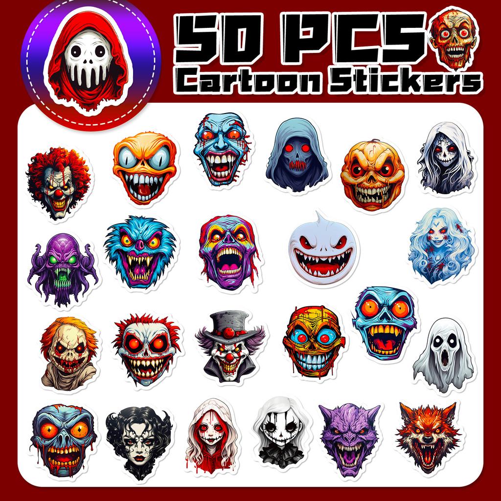 50 Horror Grimace Graffiti Stickers Thriller Skull Halloween Horror Spoof Stickers