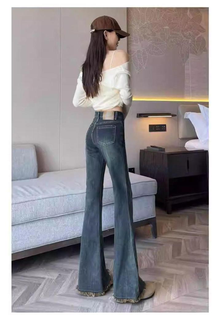 Damskie Jeansy Retro Patchworkowe z Mikro Dzwonami Jesień 2025
