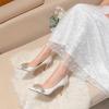 Fashion White Stiletto Heel Wedding Shoes Bride New Women Luxury Pointed Pumps Design Ladies Wedding Fashion Sparkly Heels