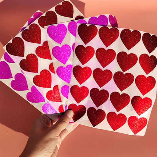 40 Stück Geschenk-Siegel-Siegel-Box-Aufkleber in Herzform, einfarbig, romantische Liebe, Jahrestag, Scrapbooking