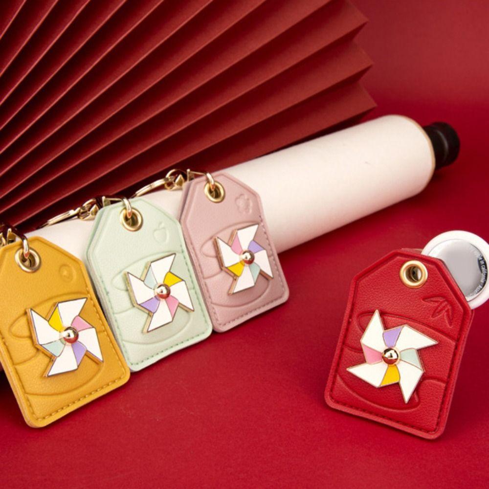 

Creative Rotating Windmill Keychain Leather Key Protective Case Entrance Guard Card Cover Couple