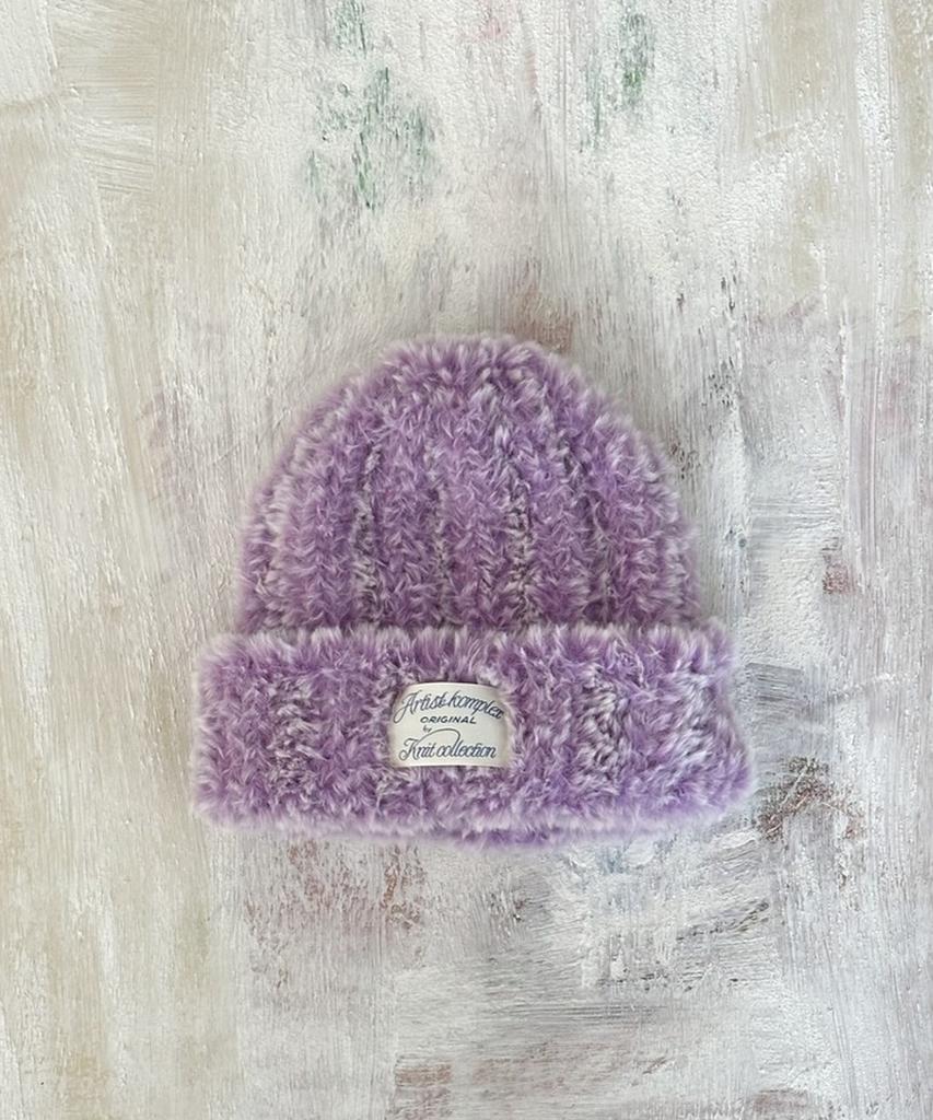 Atiseuteukeompeullegseu Artist Fluffy Knit Beanie (Purple)