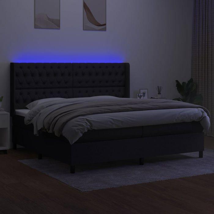 VidaXL Slat Bed Base with Mattress and LEDs, Upholstered Bed with Headboard, Double Bed, Adult Bedroom Bed, 3138583