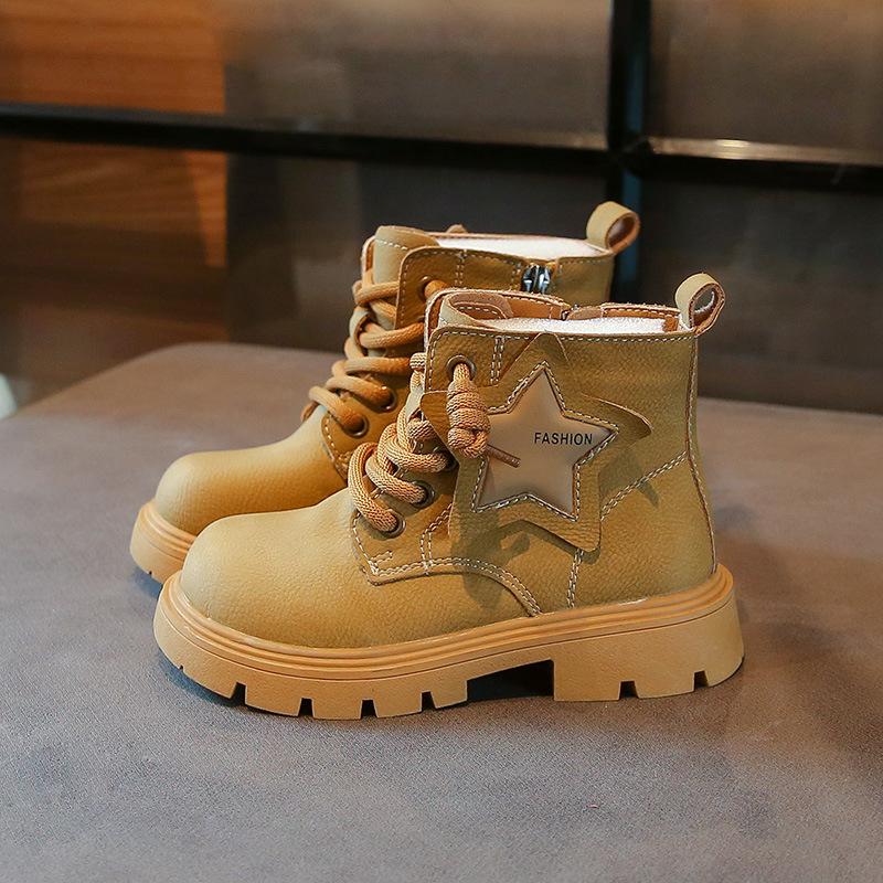 

Однотонные детские ботинки Мартин, популярные модные звезды осени 2025 года, повседневная обувь для девочки, полусапоги для мальчиков 27-31 yards, 5 pairs in one hand жёлтый