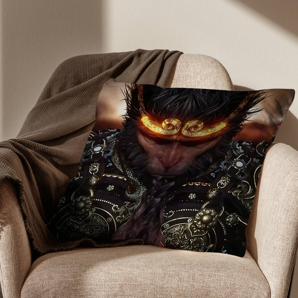 

game cool Black Myth Wukong Pillow Case Square DoubleSided Printing Short Plush Sofa Cushion Cover Bedroom Bedside Pillow 30x30cm