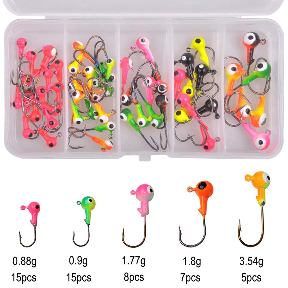 

Набор крючков с джиг-головкой для кренков, 38 шт./50 шт., в ассортименте цветов, рыболовный крючок, джиг-головка, приманка, воблер, мягкий червь, джиг-крючок для окуня, форели