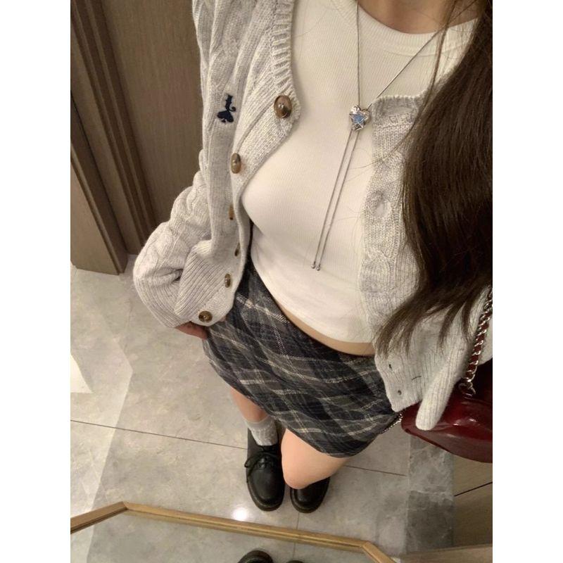 Knitting Cardigan 2024 Autumn and Winter Preppy Style Thick Hemp Flowers