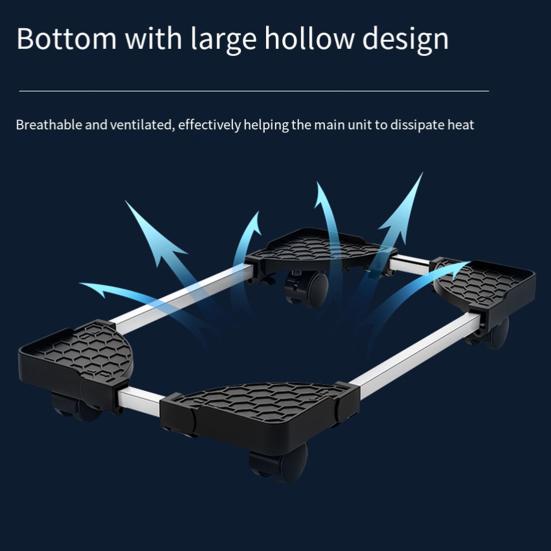 Computer Tower Stand with 4 Locking Caster Wheels Adjustable Heavy Duty Metal Computer CPU Holder Home Office Ventilated PC Tower Cart Floor Stand