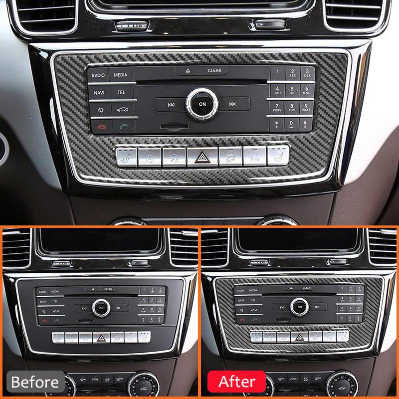 Carbon Fiber Car Center Console Multimedia CD Control Panel Frame Interior Decoration Sticker For Mercedes Benz GLE GLS ML GL