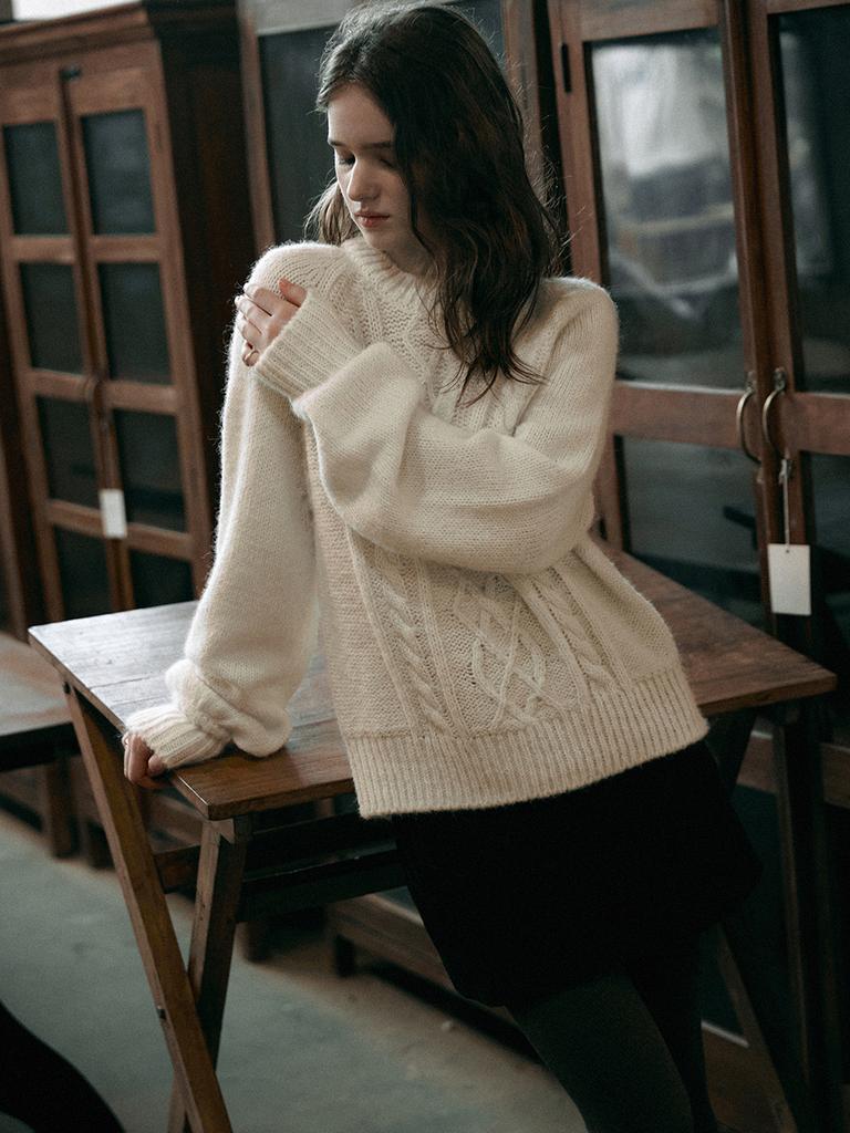 LENINA Sylvia Cable Sweater_Ivory