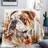 Bulldog Print Flannel Blanket, High quality Comfortable for All Seasons, Home Decor, Warmth and Comfort, Perfect for Christmas Gifts