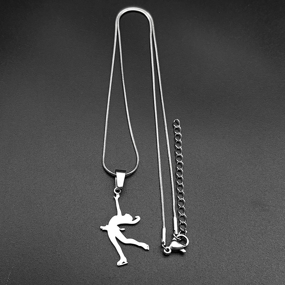 Figure Skating Artistic Chain For Women Men Stainless Steel Gold Color Ice Dance Girl Sports Necklace Fashion Jewelry Gifts