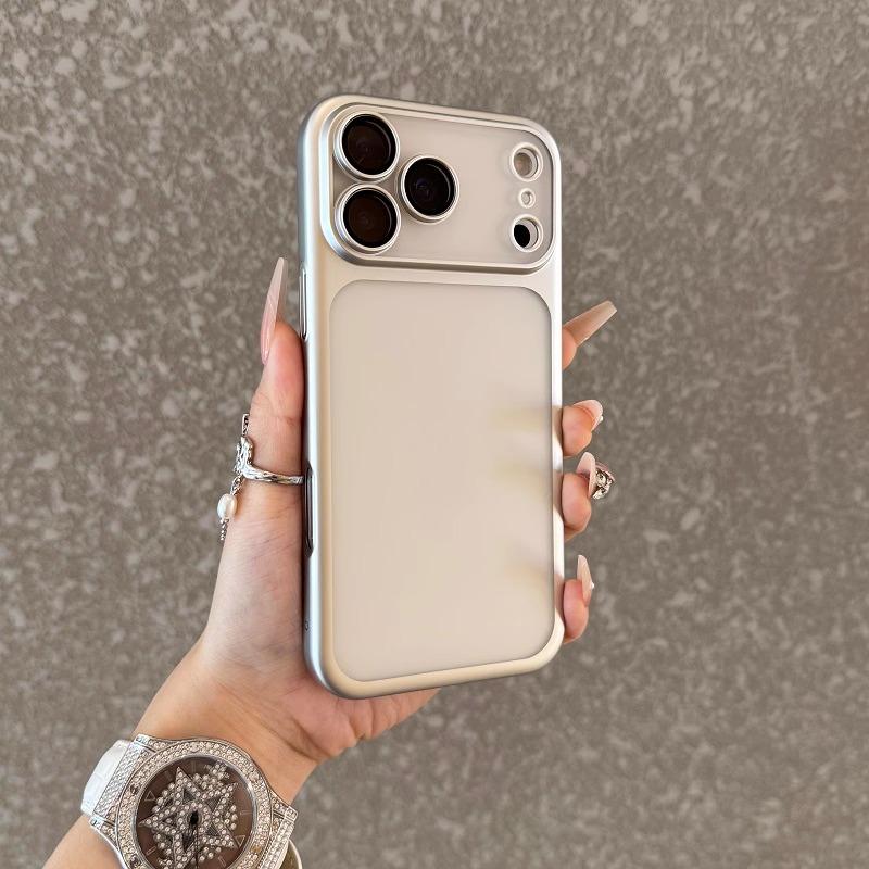 Luxury Matte Transparent Case For iPhone 17 Air 16 Pro Max Plus Plating Frame Lens Film Protection Anti-fall PC Hard Clear Cover
