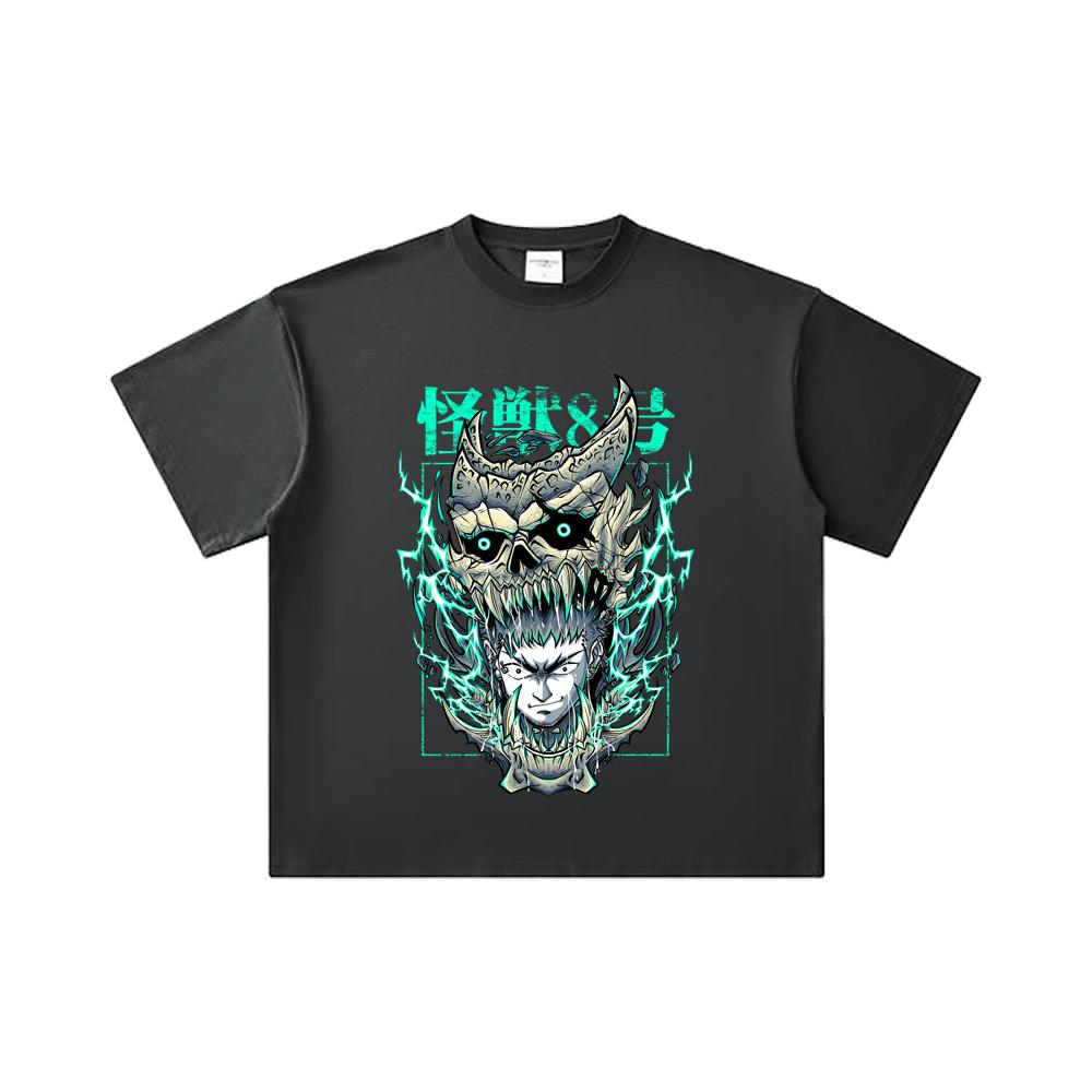 260 GSM Double Yarn 32 Count 100% Cotton Kaiju No 8 V19 Kafka Print Unisex Heavy Cotton T Shirt