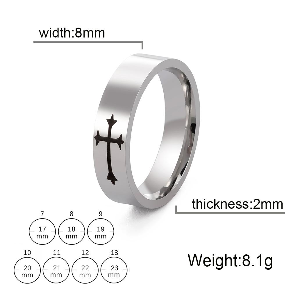 Jeshayuan Personality Laser Marking Christian Cross Ring Men And Women Jewelry Stainless Steel Ring Gift Fashion Trendy 8