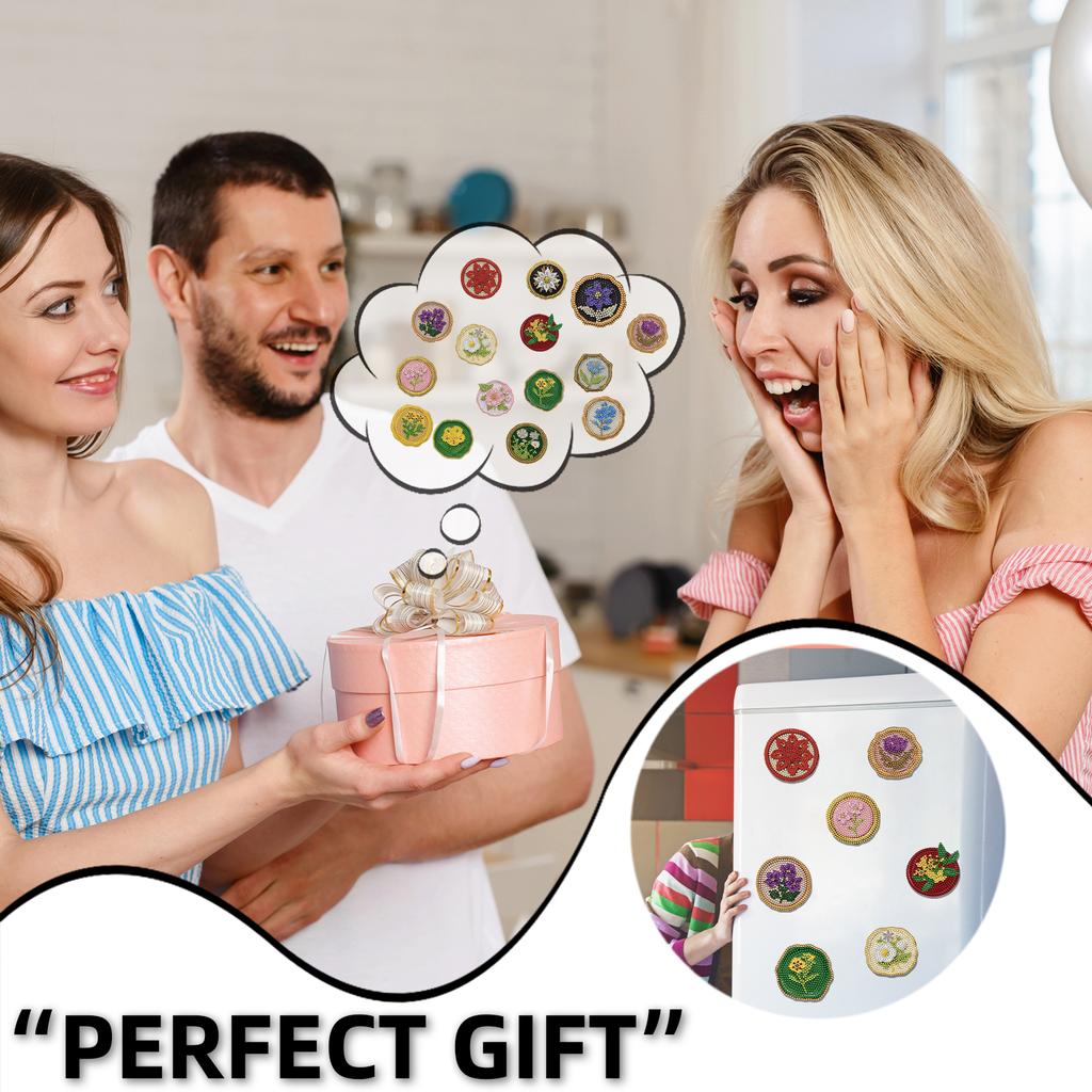 15pcs 2D/Flat Acrylic DIY Art Fridge Magnet Refrigerator Sticker Special-Shaped Drill for Adults Beginners Home Decor