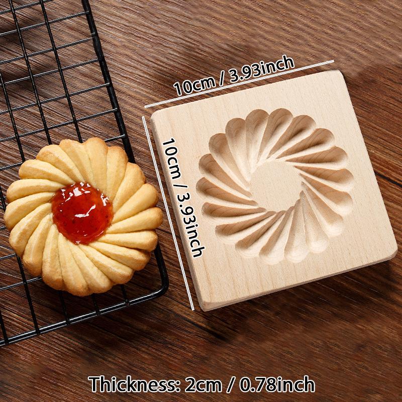 3D Wooden Cookie Cutter Moulds for DIY Baking, Engraved Embossed Biscuit Molds, for Gingerbread Fondant Christmas Gift Kitchen