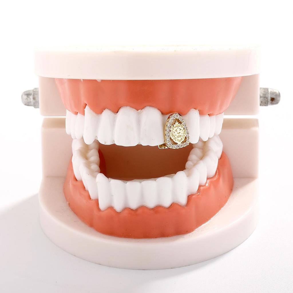 Fashion Lion Carved Gold Tooth Hip-Hop Grillz for Men and Women