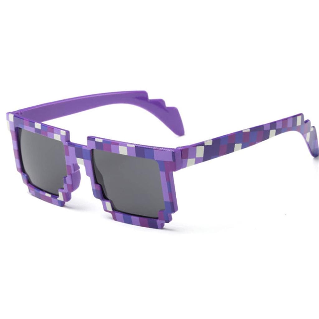 Trendy Small Sunglasses Mosaic Pixel Glasses Novelty Gift 709 (Lenses Color: Green, Size: One Size)
