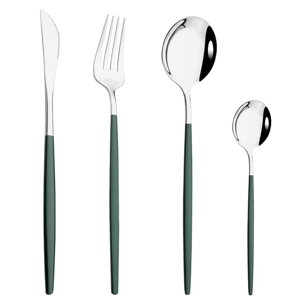 Rose Gold Mirror Cutlery Set Fruit Forks Spoons Dessert Knives Wedding Dinnerware Stainless Steel Flatware Dinner Tableware Set