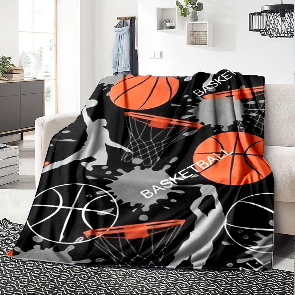 basketball Theme Printed Blanket - Perfect for Couch, Bed, Travel & Outdoor Use | Machine Washable, Cozy & Durable.