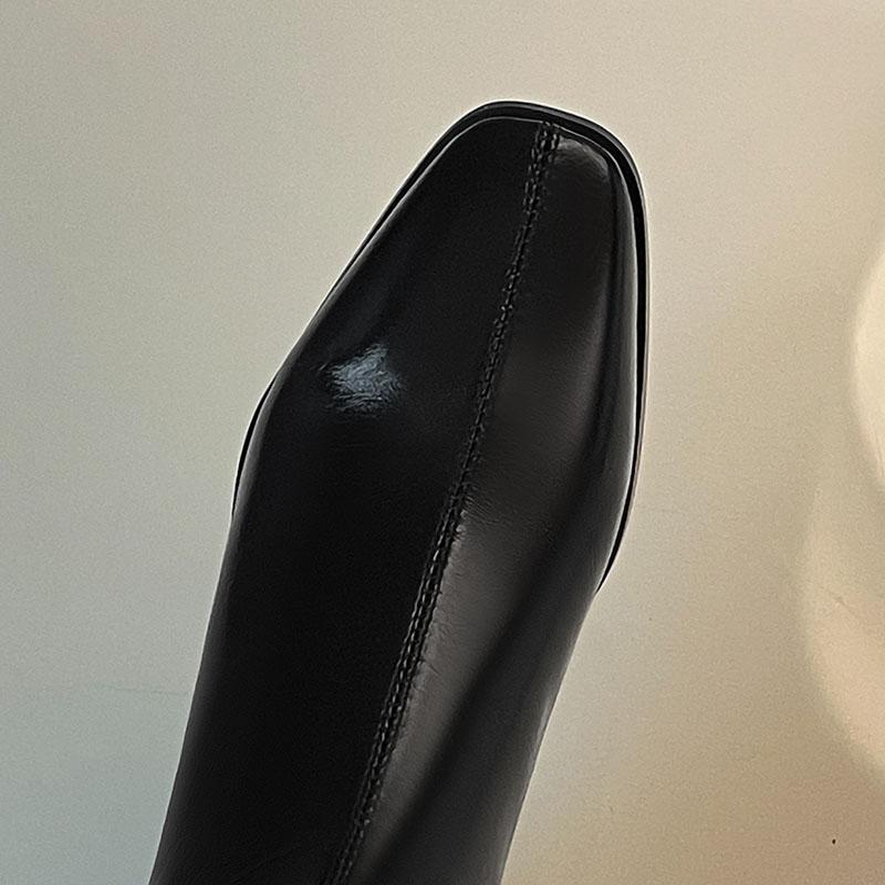 Women's High-heeled Boots Autumn and Winter New Thick-heeled Solid-color Large-size Simple Medium Boots