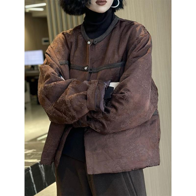 Nova Jaqueta de Algodão Botões Marrons Super Street para Mulheres Inverno 2025 Novo