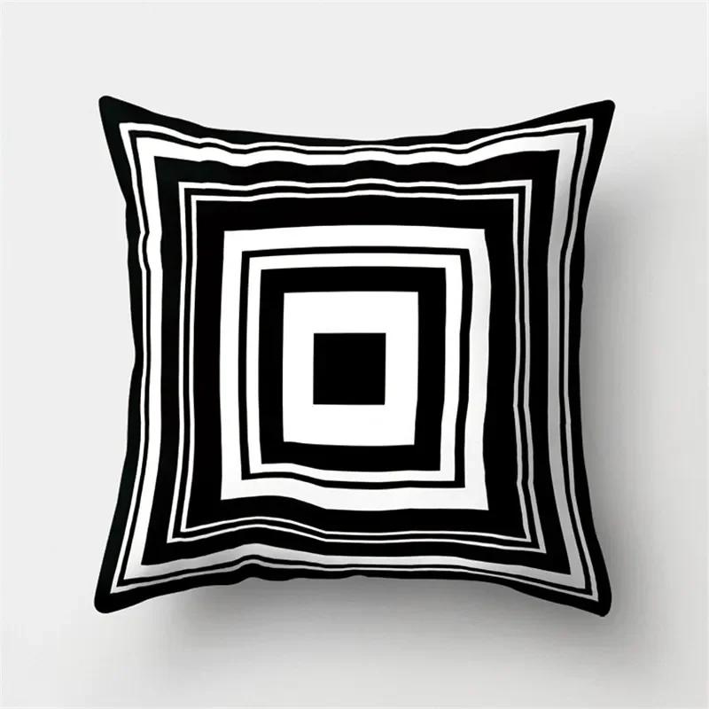 White Black Geometric Cushion Cover x Pillowcase Sofa Decor Polyester Home
