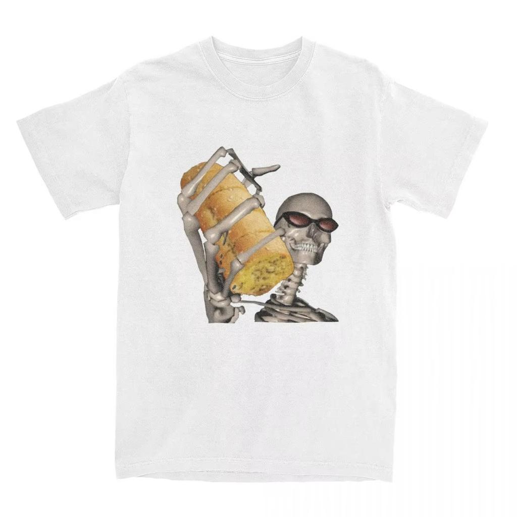 Streetwear Funny Meme I Love Garlic Bread Skeleton T-shirts Women's Unisex Bavlněné Letní Casual Harajuku Oversized Short Sleeve