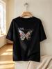 Fashion Butterfly Print Casual Loose Soft Comfortable Trendy Short Sleeve Daily Wear Summer T-shirt