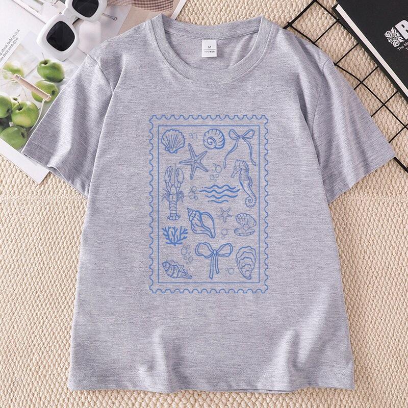 Coquette Seashell T Shirt Coastal Summer Tee Beachy Shell Swim Crewneck TShirt Trendy Shellfish Ocean Bow Tshirt Unisex Clothing