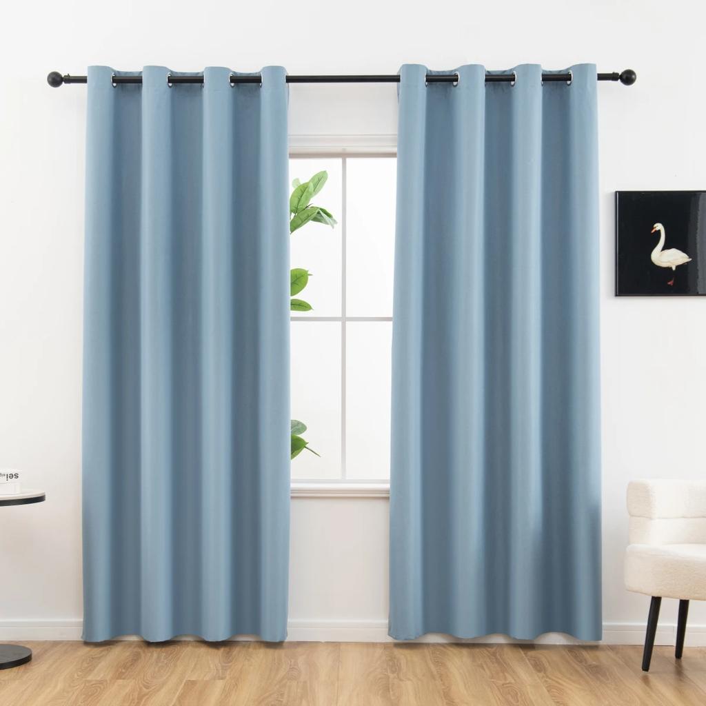 2pcs Modern 100% Blackout Curtain with Coated Lining, Solid Window Curains for Bedroom, Living Room, Dining Room, Home Decor