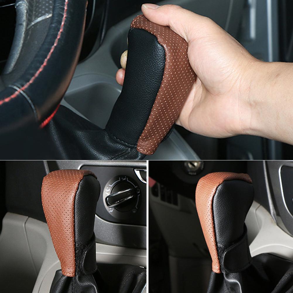 Car PU Leather Gear Shift Knob Cover Gear Shift Non-Slip Grip Handle Protective Covers Manual Speed Car Interior Accessories