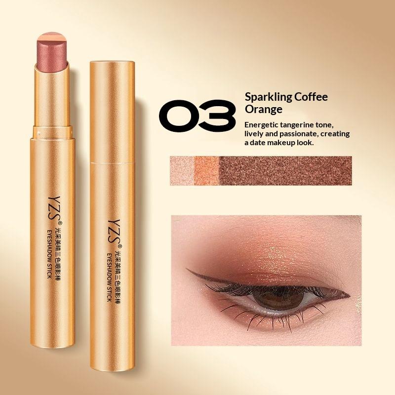 Three Color Eye Shadow Stick Gradient Delicate Shiny Waterproof Glitter Eye Shadow Waterproof Long-Lasting Eye Cosmetics