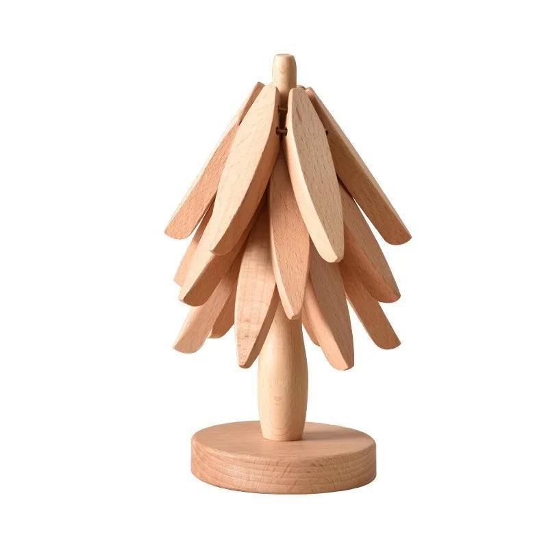 

Противоожоговая термостойкая подставка на стол, деревянные плейсматы, подставка под горячее, складная подставка, деревянная подставка в виде дерева для горячих блюд, кастрюли, миски, чайника L слоновая кость