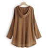 Trendy Women Asymmetrical Hem Hooded Shirt Tops With Comfortable Cotton Blend Fabric