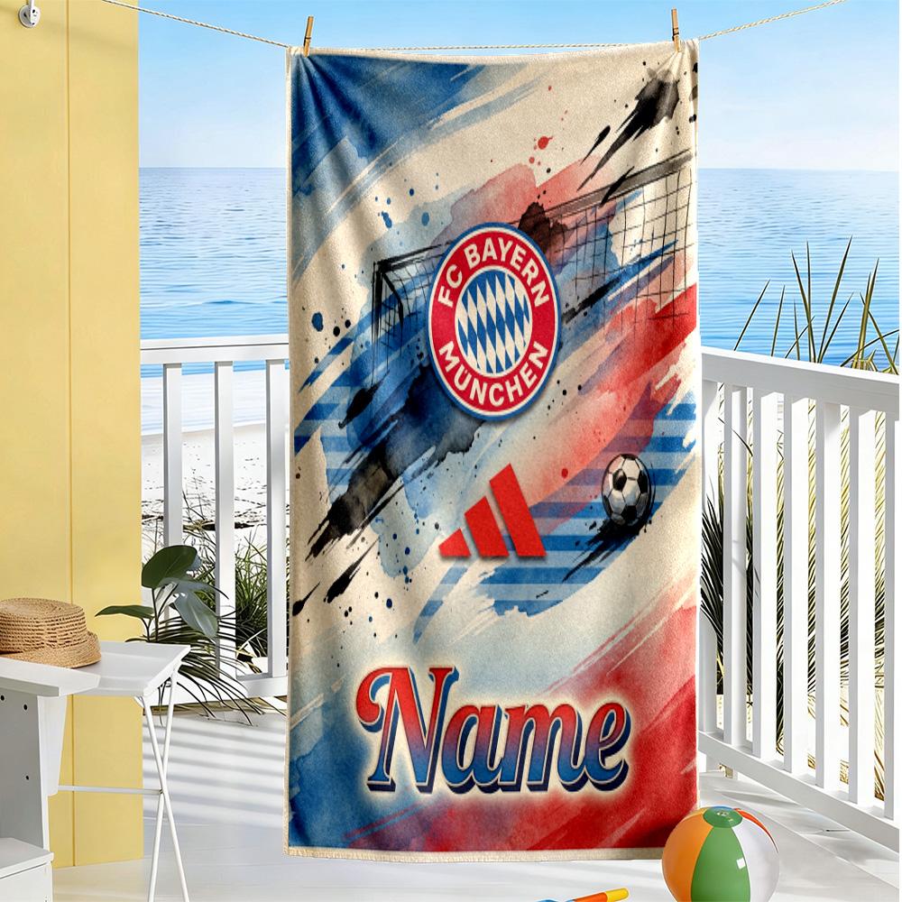 Bayern Munich Champions Customized Name Beach Towel Super Soft & Absorbent Suitable for Sports Travel Swimming Yoga Bathroom Beach And Pool
