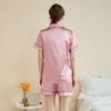 Women's Summer Short Sleeve Pajama Set - Solid Color, Casual Lapel Style