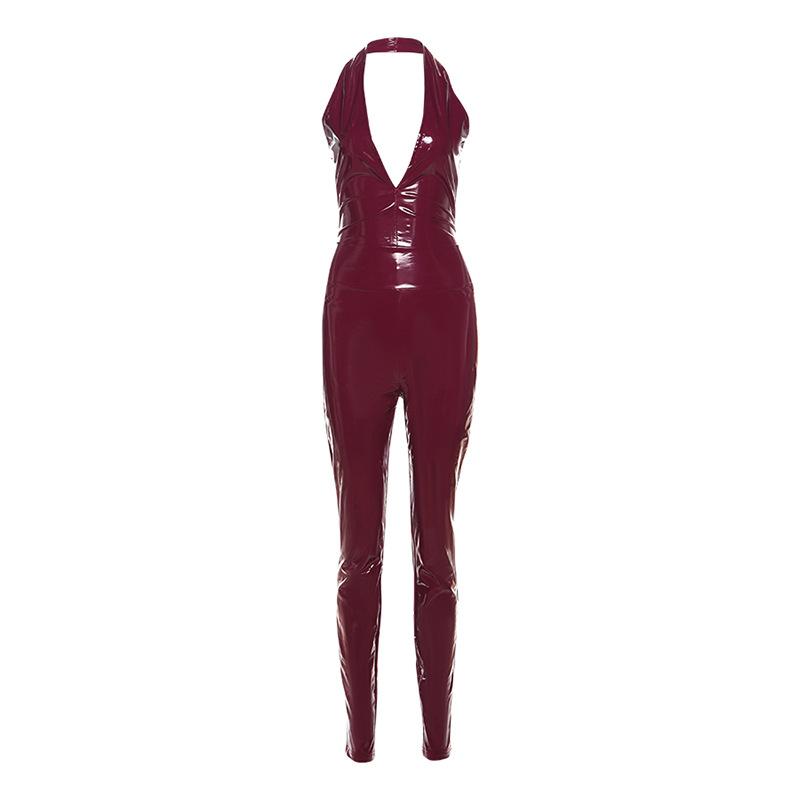 Otoño e Invierno Nueva Llegada Mujer Sexy Tirantes Espalda Descubierta Cintura Alta Cremallera Pantalones Ajustados Traje