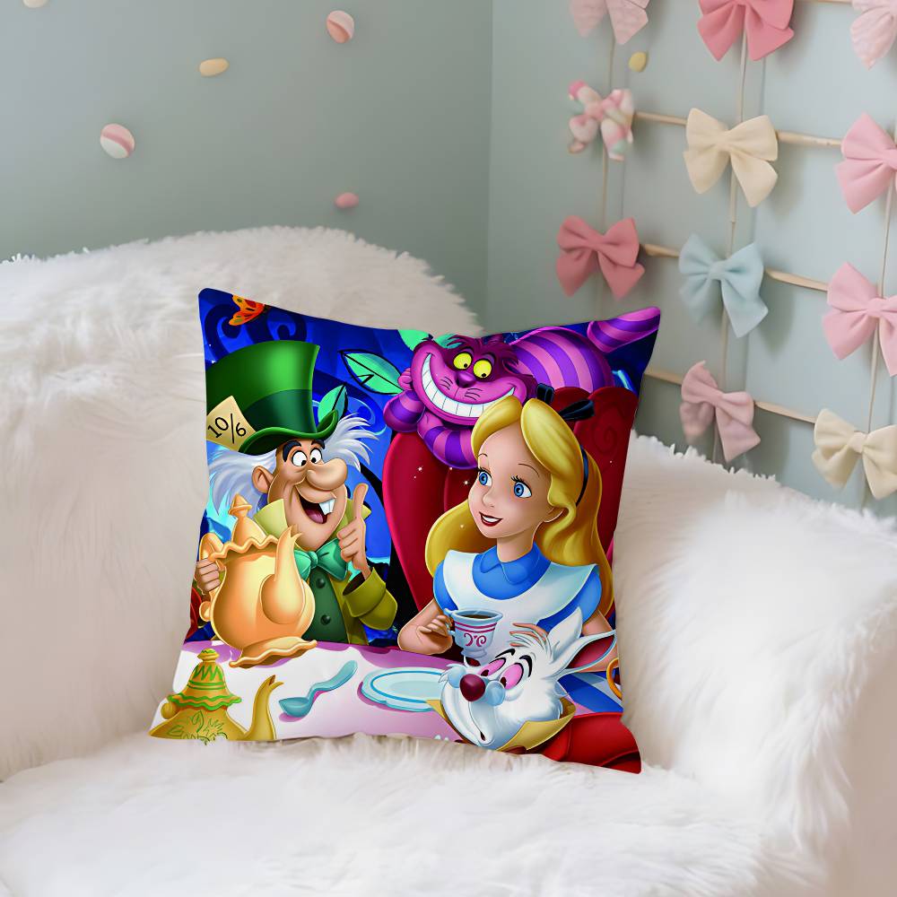 Classic AnimeAalice InWwonderlandS Cute Throw Pillow Covers Pattern Cushion Cover Suitable For Sofa Bedroom Car Pillow Cover