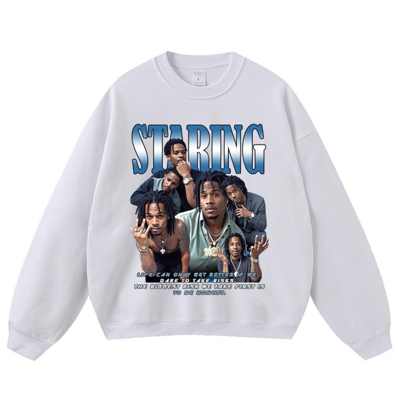 Oversized Cotton Graphic Print Long Sleeve Pullover Hoodie Men - Loose Fit Streetwear Sweatshirt
