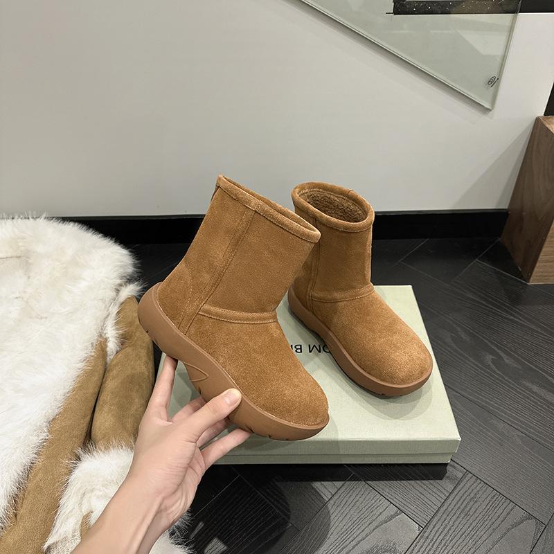 

Женские зимние ботинки из натуральной кожи, с бархатной подкладкой, водонепроницаемые, выдерживают температуру -40°C, толстая подошва, выпуск 2024 г. Size 39 верблюд