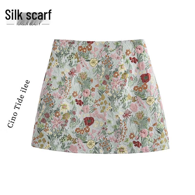 Women s High-Waist Jacquard A-Line Skirt M