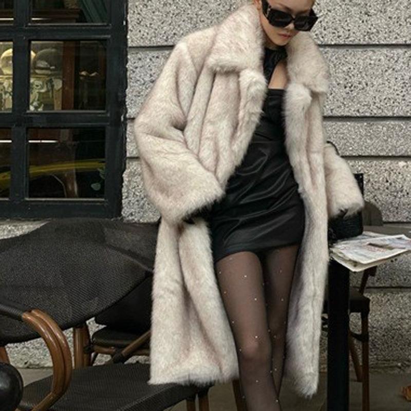 Шуба женская утолщенная длинная шуба с меховым воротником с леопардовым принтом S белый