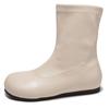 Simple soft leather low tube new soft surface flat bottom fashion women's fashion boots European and American style versatile spring and autumn boots