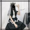 Japonijos Harajuku moterų vasaros princesės Lolitos suknelė Gothic Bandage Black Maid Kawaii Ruffles suknelė